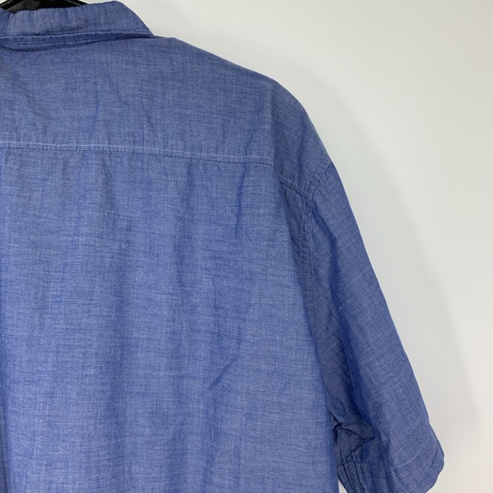 H&M Mens Shirt Regular Fit Blue Button Down Short Sleeve Oxford - Picture 9 of 10